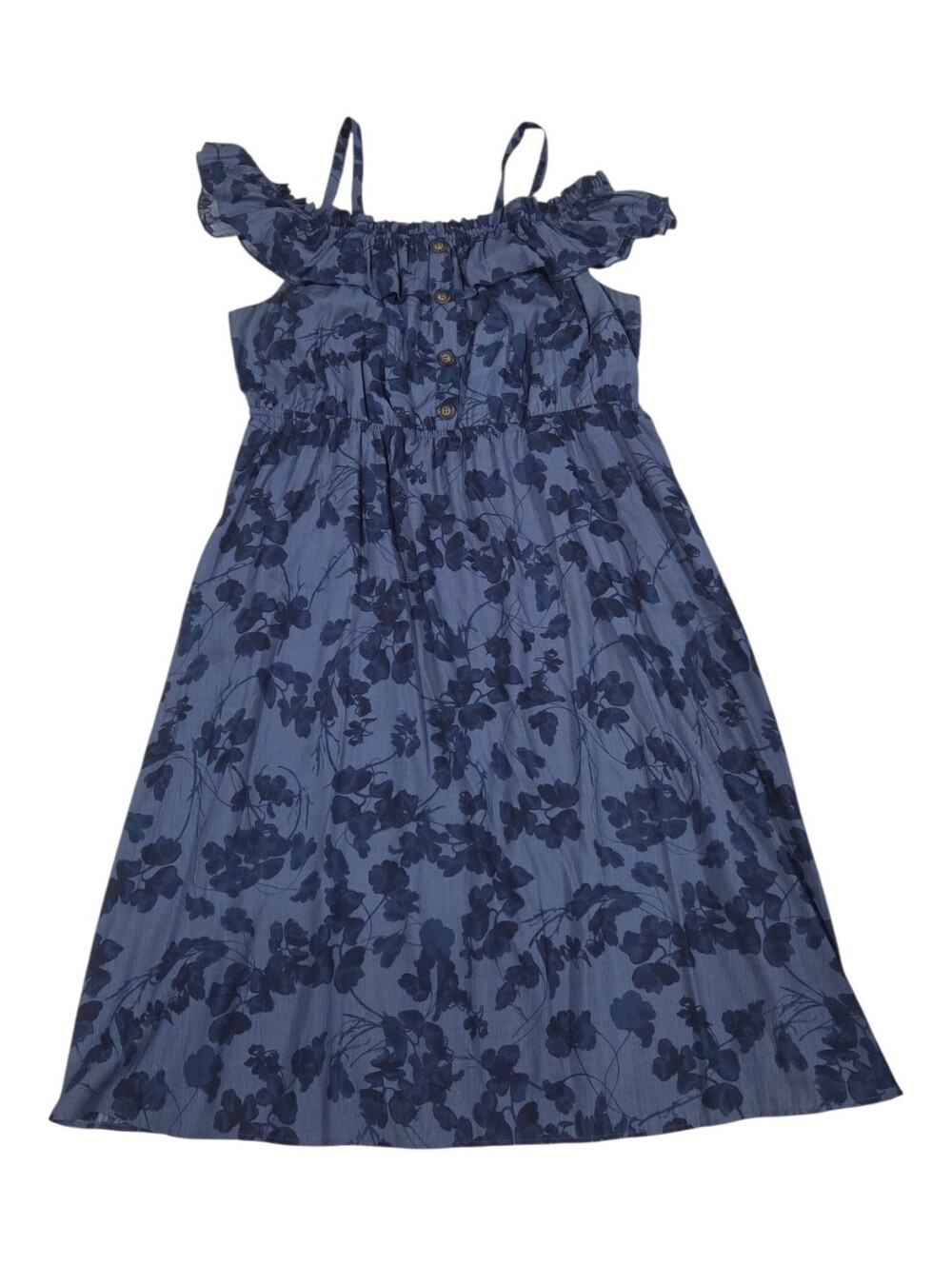 Addition Elle Navy Blue Floral Off-Shoulder Sundress